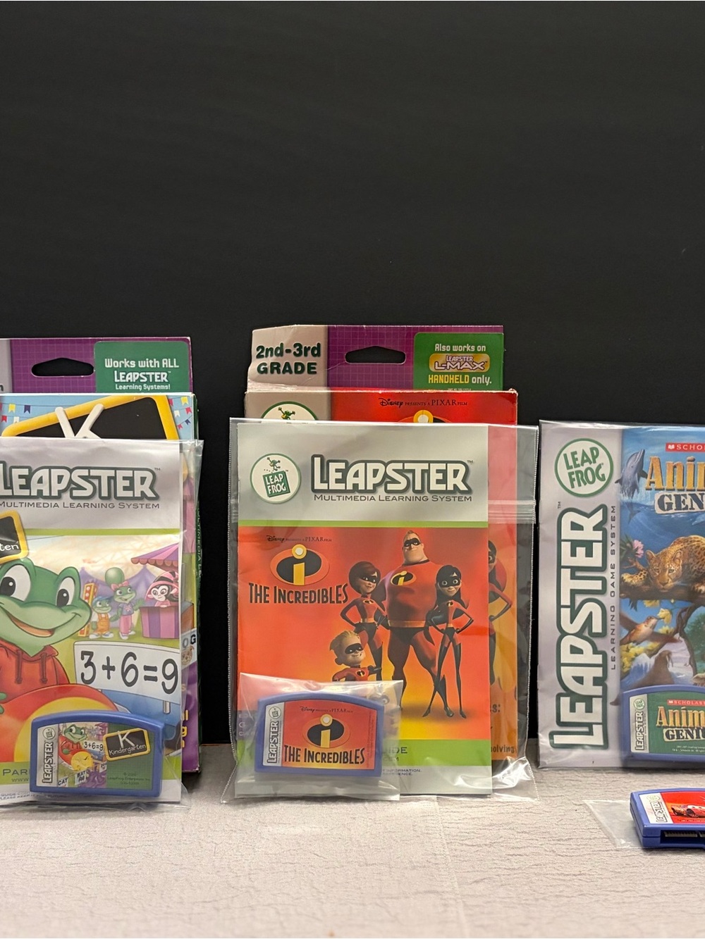 Lot of 6 LeapFrog Leapster Games - 4 Complete in Box CIB, Nemo Dora Incredibles